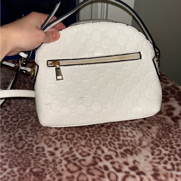 White Leather Crossbody Bag with Bee Detail - Picture 3 of 4